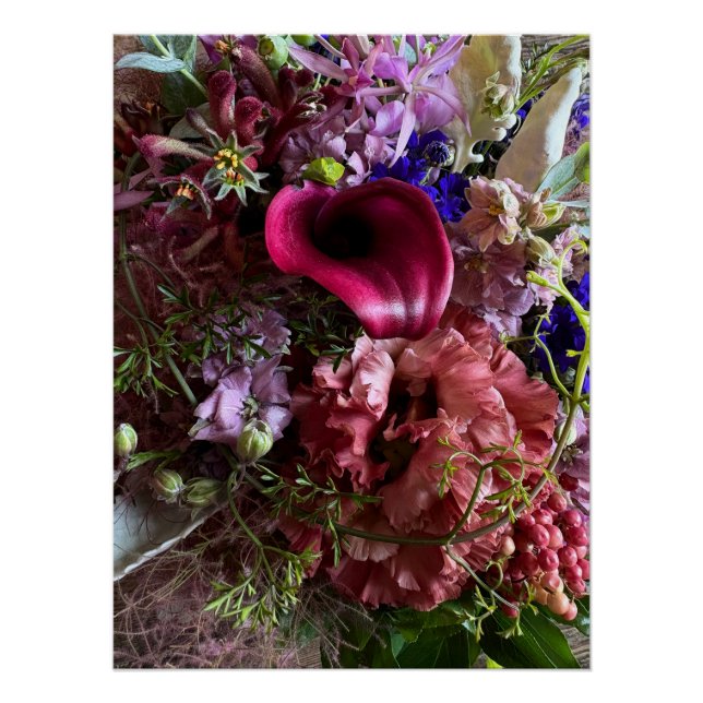 Dramatic Purple Floral Elegance Art Poster (Anverso)