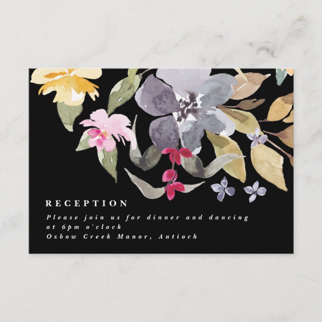 Dramática acuarela Florals Boda Recepción (Anverso)