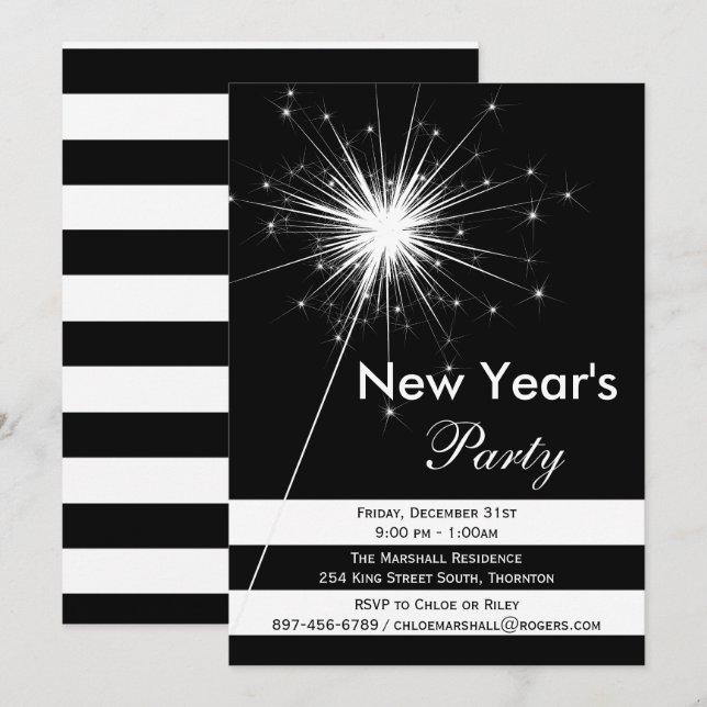 Dramática invitación a fiesta de Año Nuevo (Anverso / Reverso)