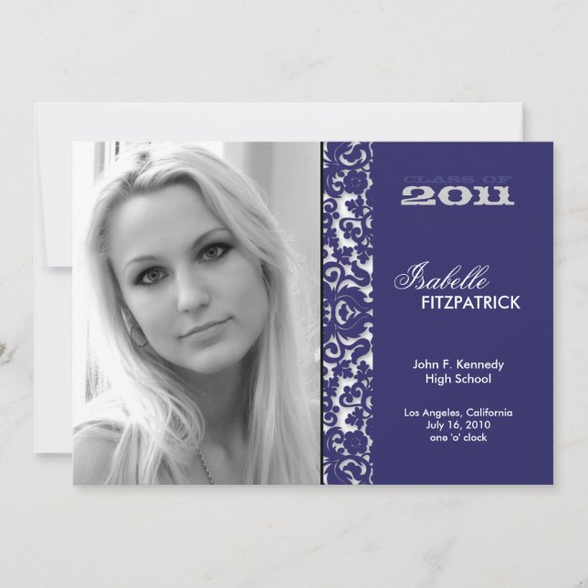 Dramática Invitación de graduación de Damask 2011 (Anverso)