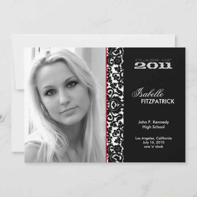 Dramática Invitación de graduación de Damask 2011 (Anverso)