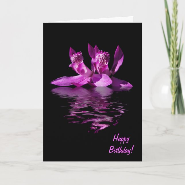 Dramática tarjeta de cumpleaños para orquídeas (Anverso)