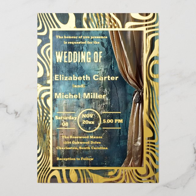 Dramática y audaz invitación al Relieve metalizado (Anverso)