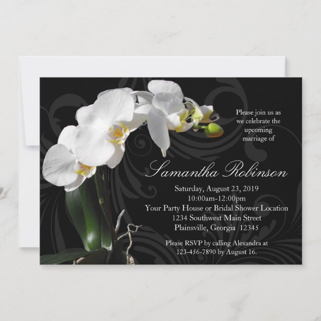 Dramático Black con Invitaciones de ducha de novia (Anverso)