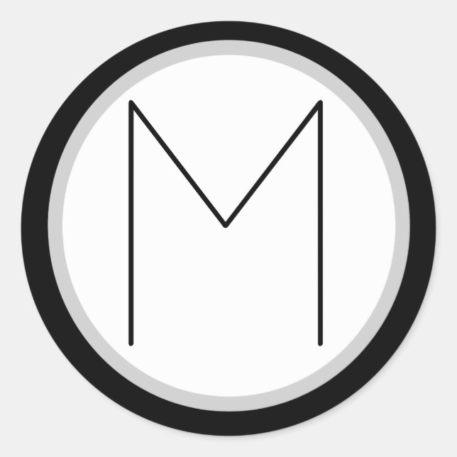 Dramático Monograma M negro/blanco Pegatina redond (Anverso)