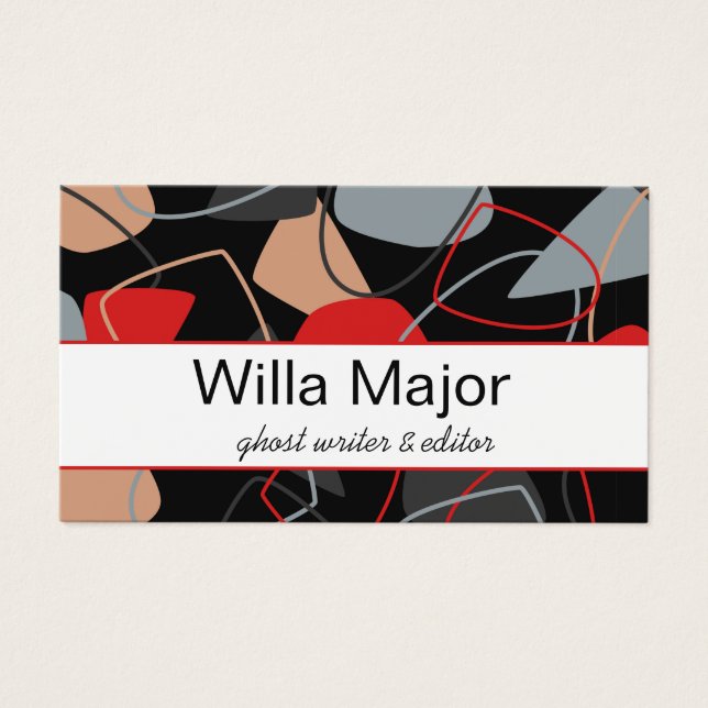 Dramático rojo, negro, beige abstracto empresario (Frente)