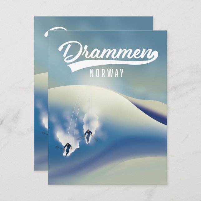 Drammen poster de esquí de Noruega (Anverso / Reverso)