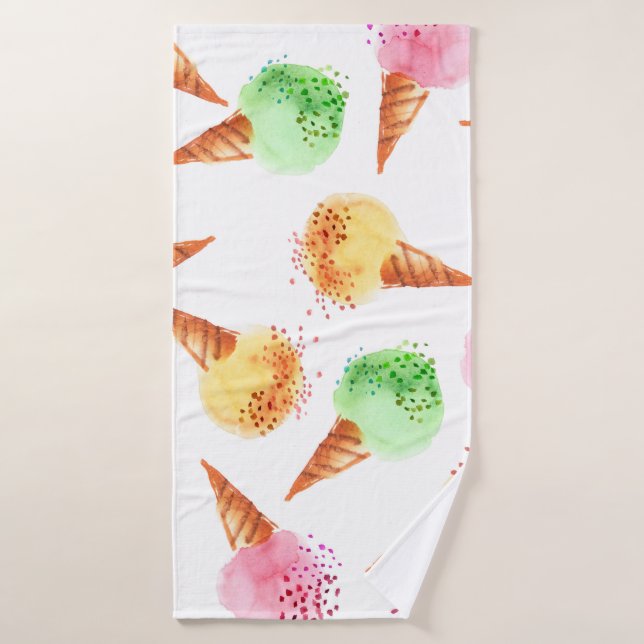 Draui color acuarela de postre helado variado de v (Toalla de baño)