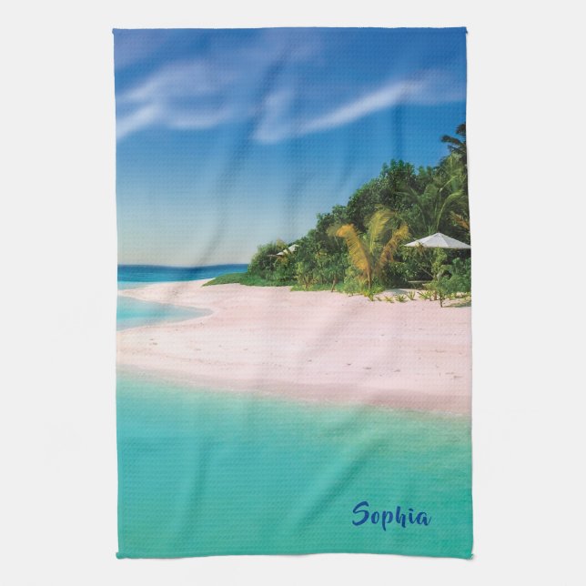 Dream Beach (nombre personalizado) Cocina Toalla (Vertical)