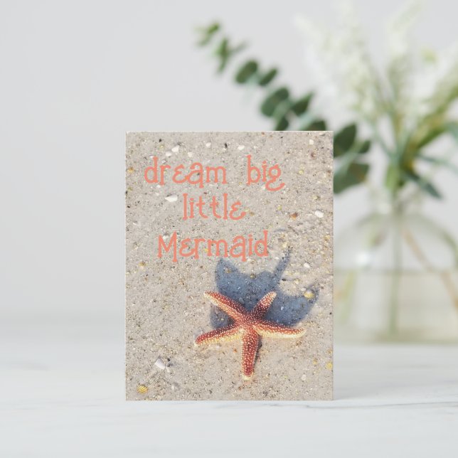 Dream Big bonito starfish tarjeta de playa (Anverso de pie)