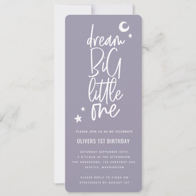 Dream big little one 1ª tarjeta de foto de cumplea (Anverso)