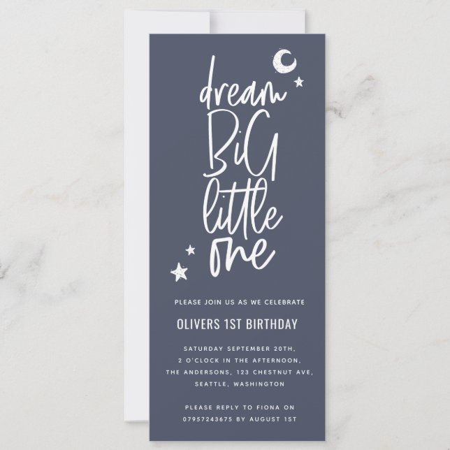 Dream big little one 1ª tarjeta de foto de cumplea (Anverso)