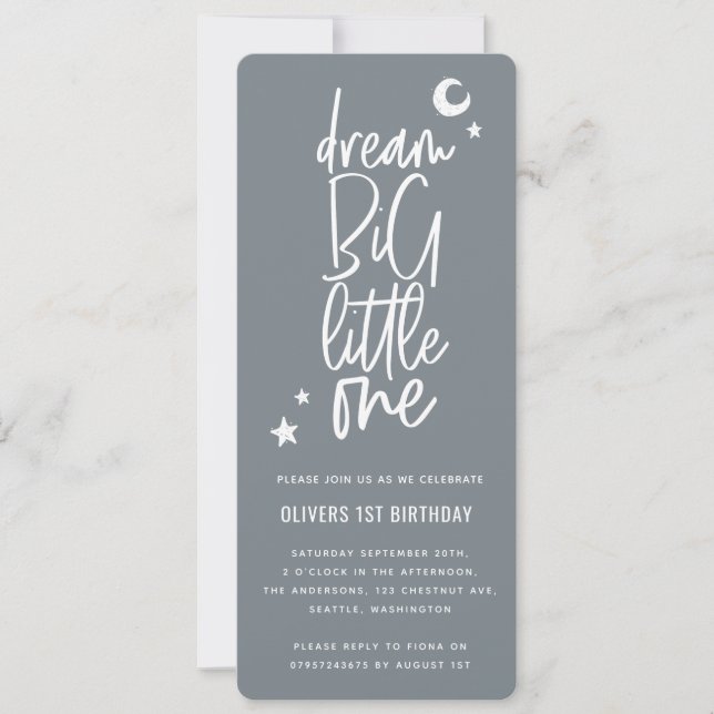 Dream big little one 1ª tarjeta de foto de cumplea (Anverso)