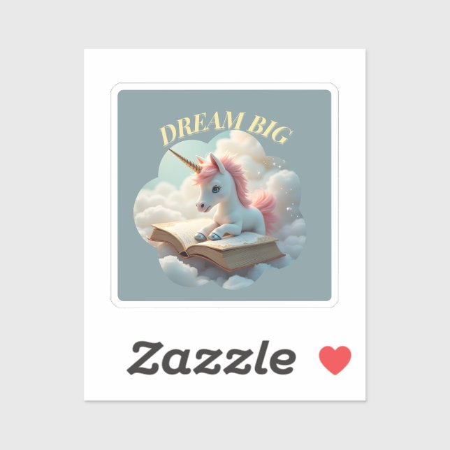 Dream Big - Pegatina de unicornio lindo (Hoja)