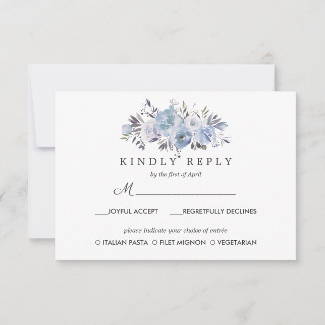 Dream Blue | Opción de matrimonio floral RSVP MEAL (Anverso)