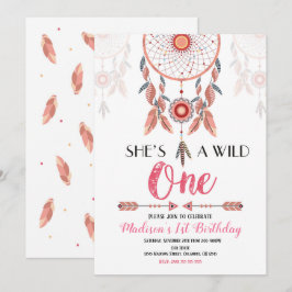 Dream Catcher Wild One First Birday Invitación