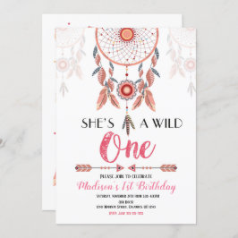 Dream Catcher Wild One First Birday Invitación