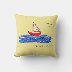 Dream Sail Live Sea Boat Seagulls Cojín decorativo