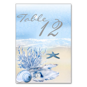 Dream Shore Beach Tarjeta de mesa de Boda azul