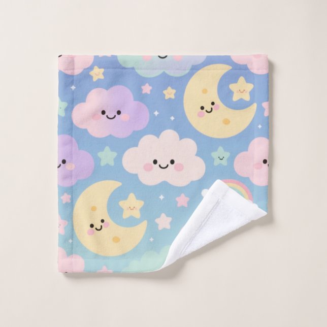 Dream Sky Blanket, Cute Clouds, Moons & Stars (Toallita)