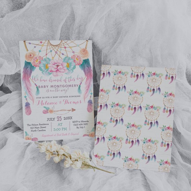 Dreamcatcher Boho Baby Shower Invitación Tribal (Subido por el creador)