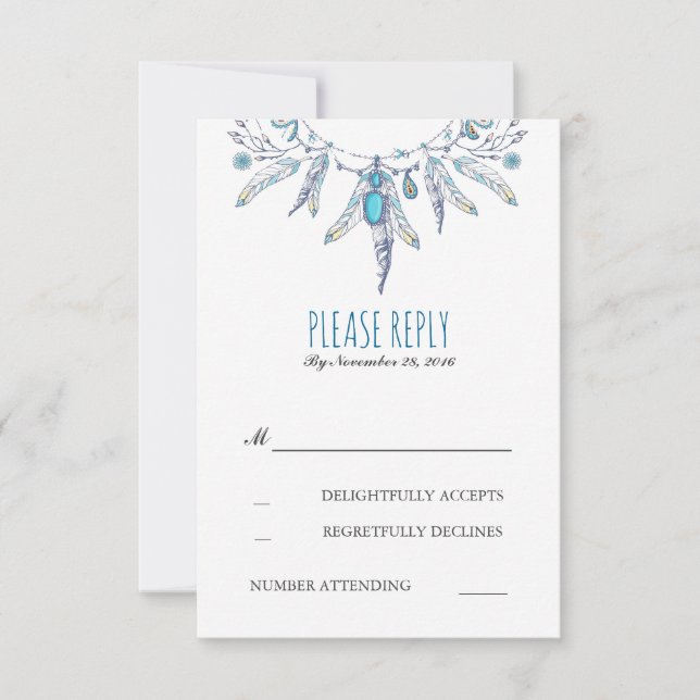 dreamcatcher boho boda rsvp (Anverso)