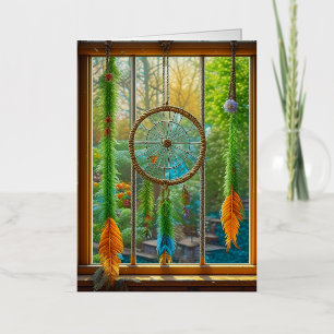 Dreamcatcher con plumas azules, verdes y Naranjas