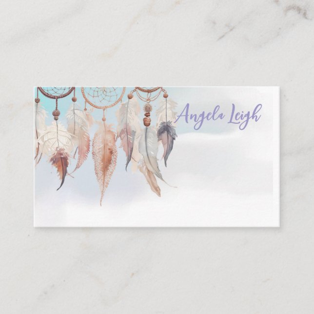 Dreamcatcher, Feather, Tarjetas de Negocios de Est (Anverso)