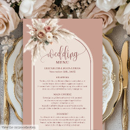 Dreamy Boho Dusty Rose Pampas Floral Wedding Menu