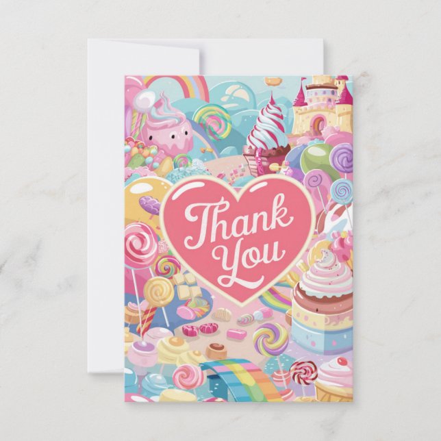 Dreamy Bonito Candyland tarjeta de agradecimiento (Anverso)