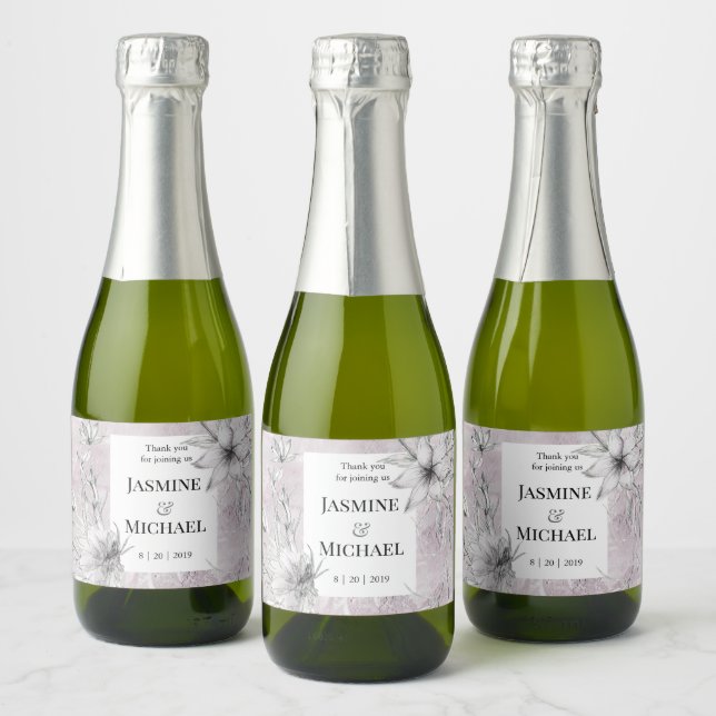 Dreamy Floral | Etiqueta de vino espumoso Boda (Botellas)
