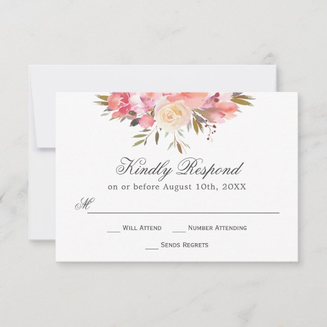 Dreamy Floral Watercolor Bouquet RSVP (Anverso)