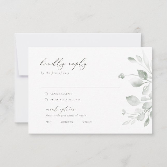 Dreamy Foliage Rsvp con opciones de menú (Anverso)