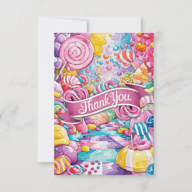 Dreamy Little Candyland tarjeta de agradecimiento (Anverso)