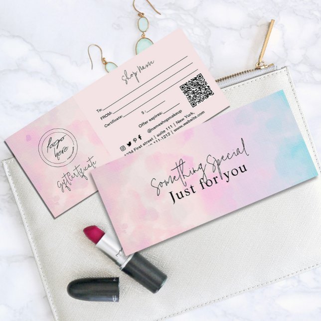 Dreamy Rainbow Unicorn acuarela Tarjeta de regalo (Whimsical and dreamy flyer in pastel colors of purple pinkish yellow and turquoise #voucher)