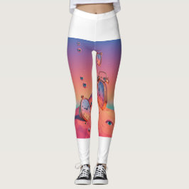 Dreamy Surreal Desert Clocks Leggings ⏰ 👁️