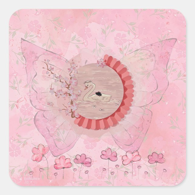 Dreamy Swan Pegatina (Anverso)