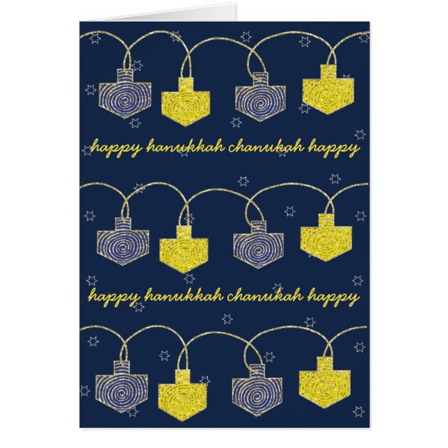 "Dreidel Banner" Tarjeta Hanukkah con sobre (Frente)