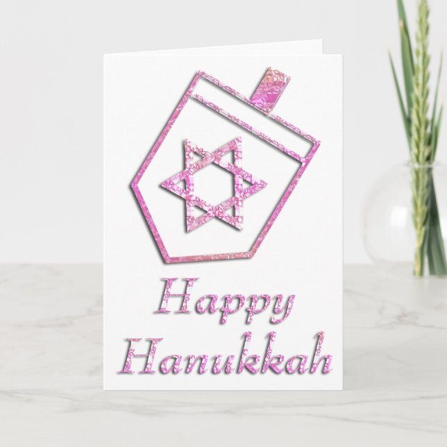 Dreidel Rosa Feliz Hanukkah Tarjeta de Saludo 4 (Anverso)