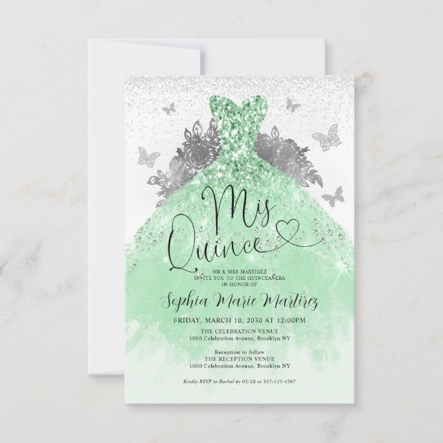 Dress Green Sage Presupuesto Mis Quince Quinceañer (Anverso)