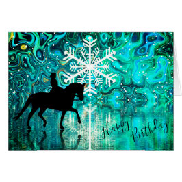Dressage Horse Winse Snowflake Tarjeta de cumpleañ