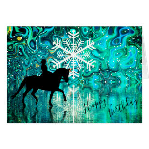 Dressage Horse Winse Snowflake Tarjeta de cumpleañ