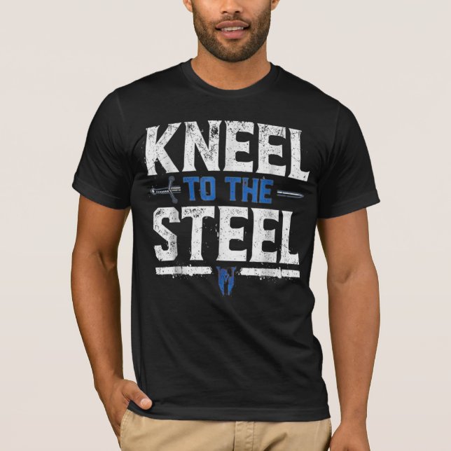 Drew McIntyre Kneel a la camiseta de acero (Anverso)