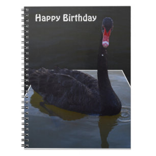 Droplets de cisne negro en estanque, cuaderno de c