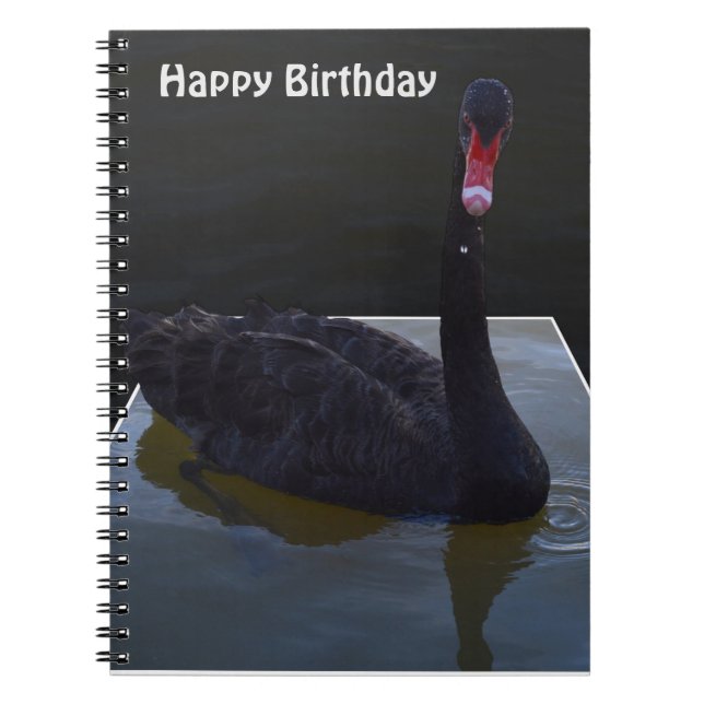 Droplets de cisne negro en estanque, cuaderno de c (Frente)