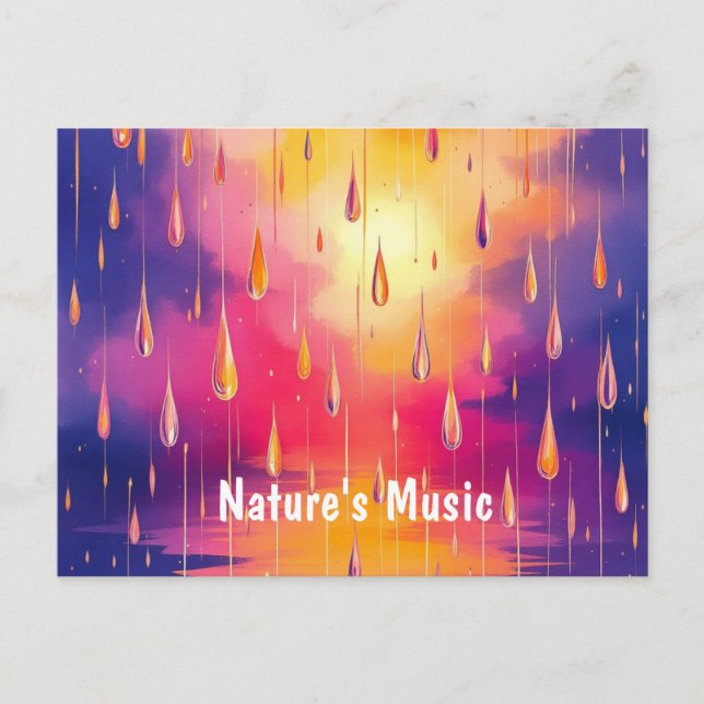 Droplets de lluvia Watecolor postal colorida (Anverso)