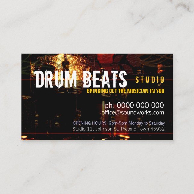Drum Beats Music Tarjeta de negocios (Anverso)