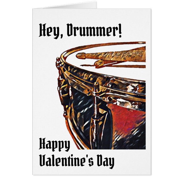 Drummer tarjeta de San Valentín de músico Snare Dr (Frente)