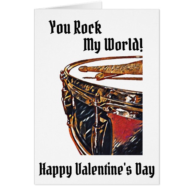 Drummer tarjeta de San Valentín de músico Snare Dr (Frente)