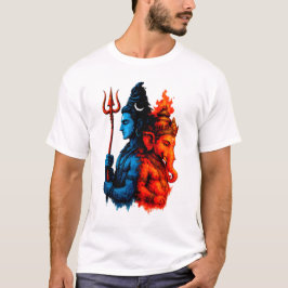 Dualidad Divina: Camiseta Azul Shiva & Ganesha